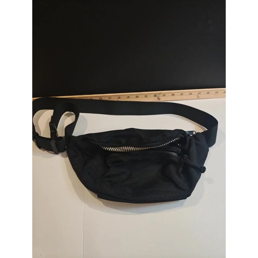 Black Nylon Multi-Zip Fanny Pack